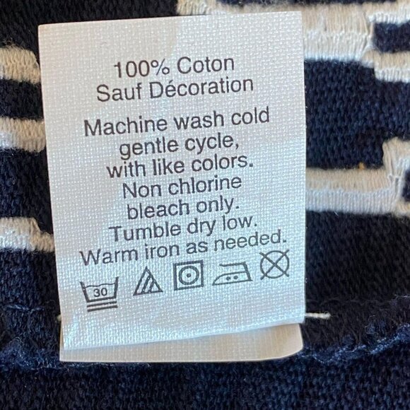 J.Crew Factory Blue White Geometric Aztec Design Cotton Top Nautical Women's XXS - Picture 6 of 7